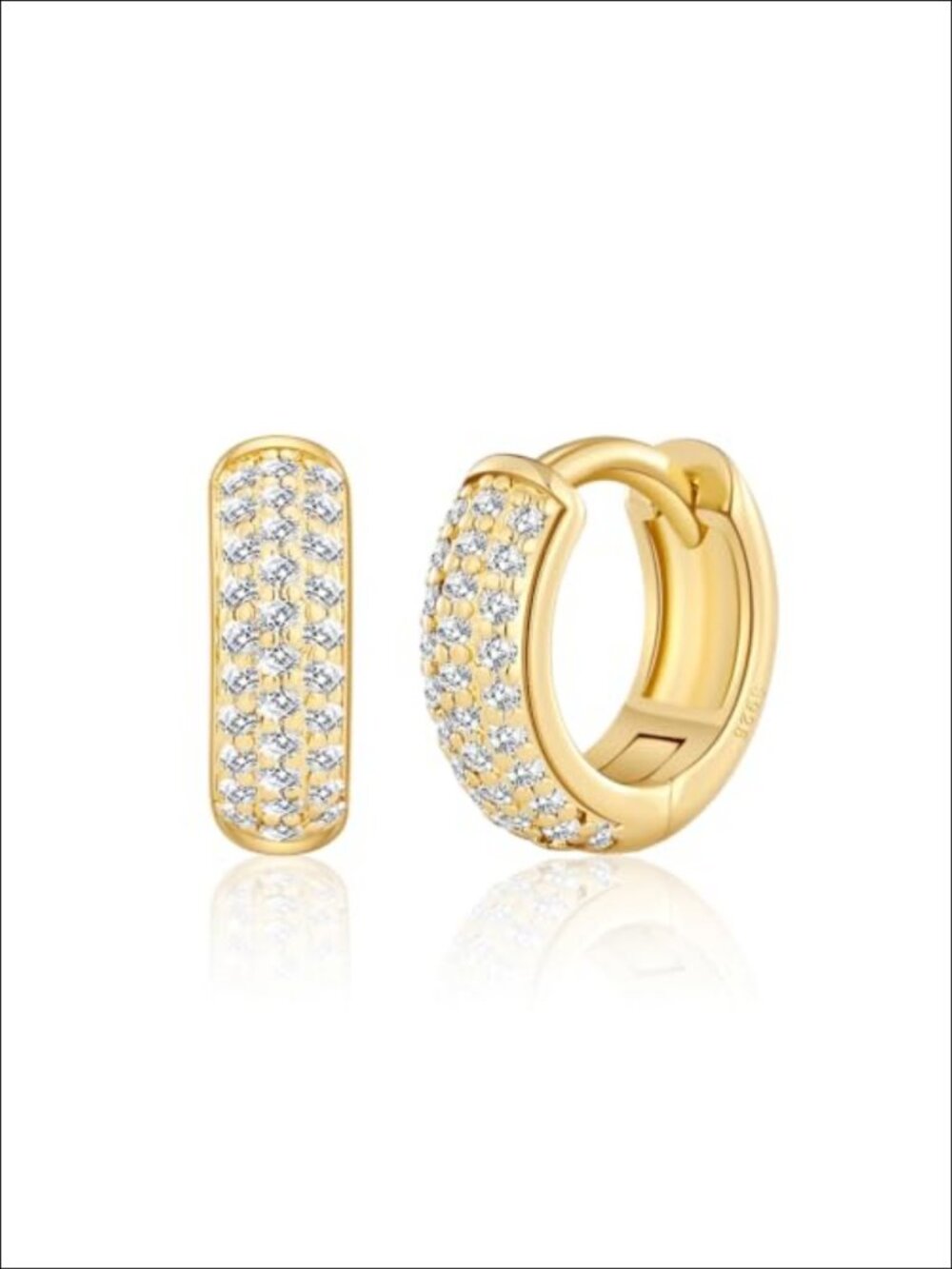 4mm Small Cubic Zirconia Hoops S925 14K Gold Plated Chunky Huggie Earrings